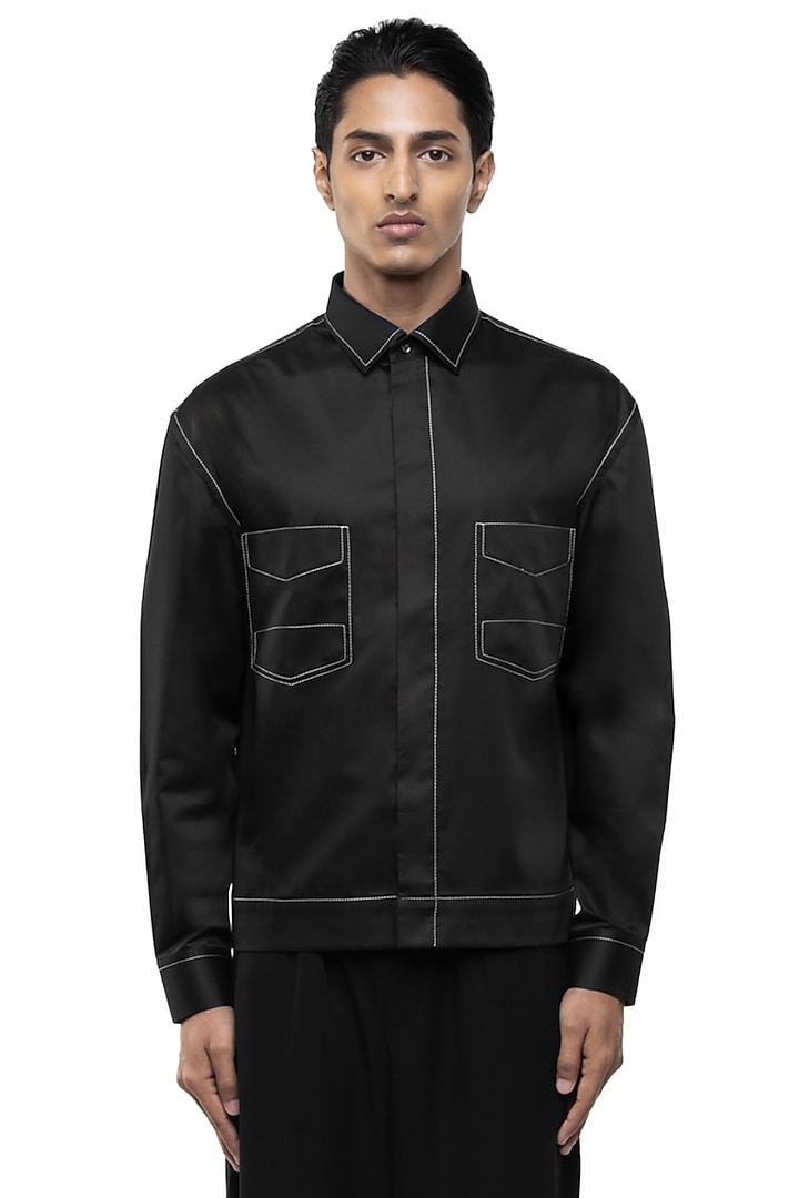 Dark Bottle Green Giza Cotton Party Wear Shirt by SDS by KUSHAL SHAH at Pernia's Pop Up Shop