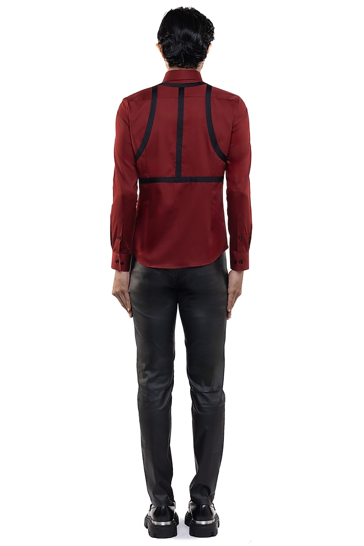 Maroon Giza Cotton Party Wear Shirt by SDS by KUSHAL SHAH at Pernia's Pop Up Shop