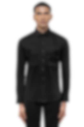 Black Giza Cotton Party Wear Shirt by SDS by KUSHAL SHAH at Pernia's Pop Up Shop