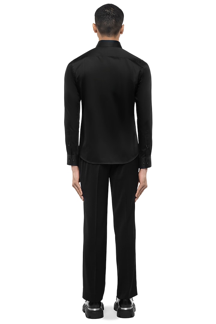 Black Giza Cotton Party Wear Shirt by SDS by KUSHAL SHAH at Pernia's Pop Up Shop