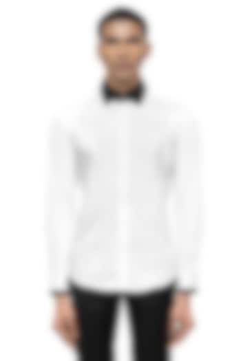 White Giza Cotton Party Wear Shirt by SDS by KUSHAL SHAH at Pernia's Pop Up Shop