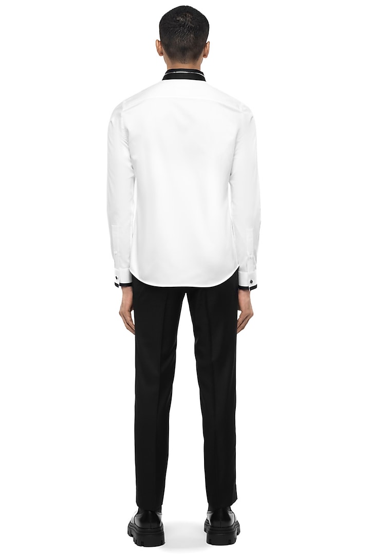 White Giza Cotton Party Wear Shirt by SDS by KUSHAL SHAH at Pernia's Pop Up Shop