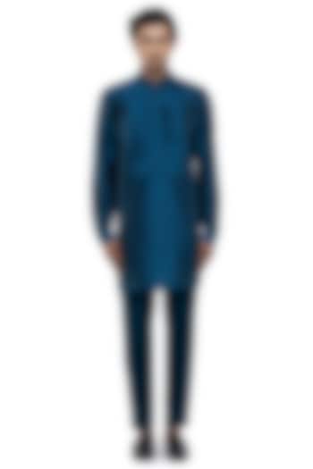 Teal Blue Silk Kurta Set by SDS by KUSHAL SHAH at Pernia's Pop Up Shop