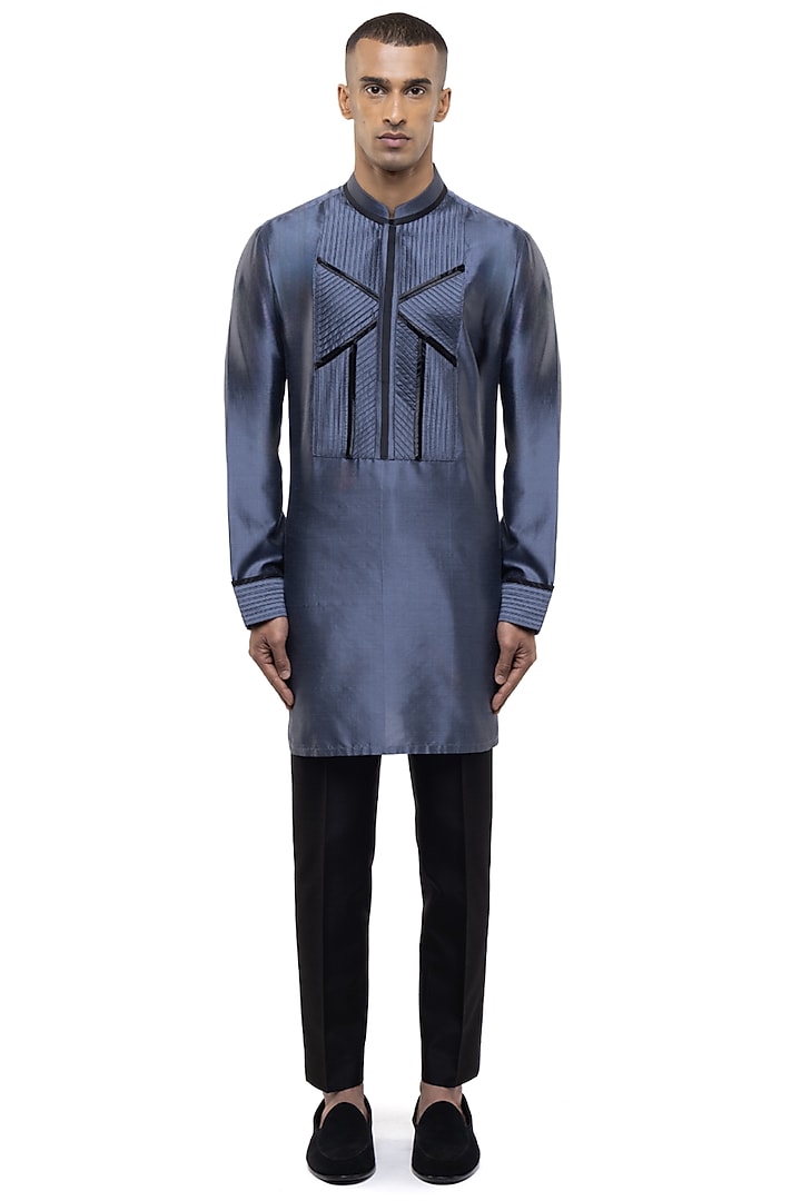 Grey Silk Kurta Set by SDS by KUSHAL SHAH at Pernia's Pop Up Shop