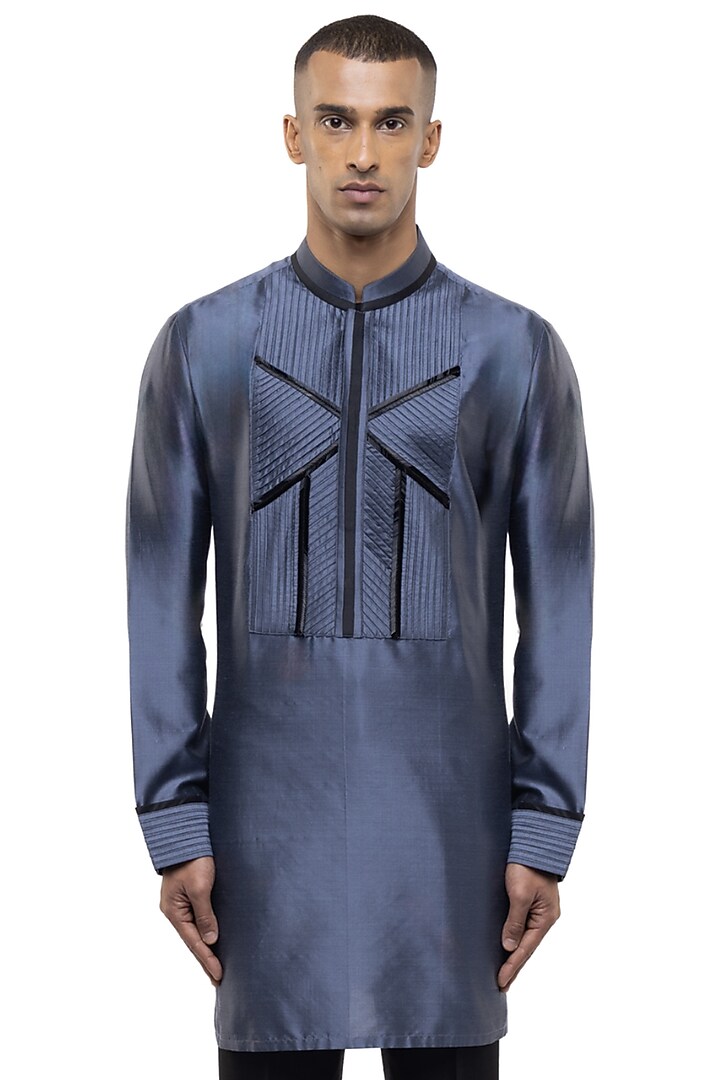 Grey Silk Kurta Set by SDS by KUSHAL SHAH at Pernia's Pop Up Shop