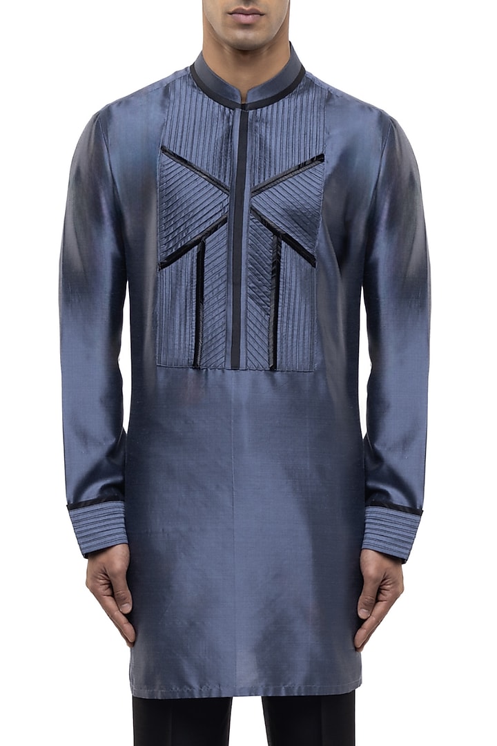 Grey Silk Kurta Set by SDS by KUSHAL SHAH at Pernia's Pop Up Shop