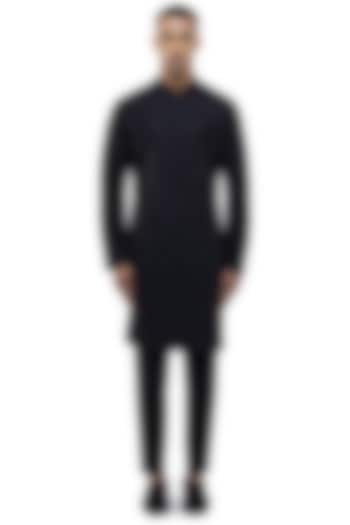 Black Silk Thread Embroidered Kurta Set by SDS by KUSHAL SHAH at Pernia's Pop Up Shop