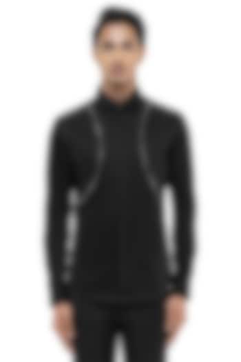 Black Giza Cotton Party Wear Shirt by SDS by KUSHAL SHAH at Pernia's Pop Up Shop