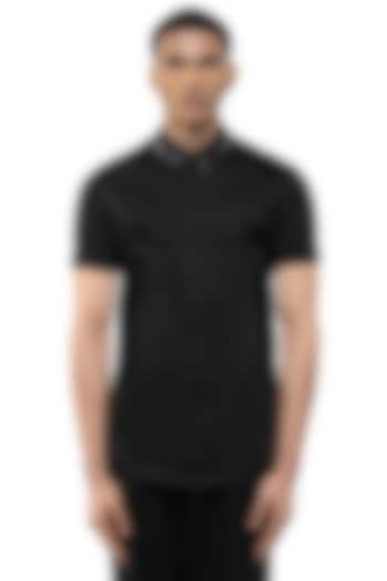 Black Giza Cotton Party Wear Shirt by SDS by KUSHAL SHAH at Pernia's Pop Up Shop