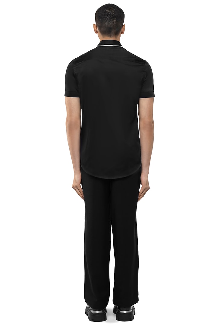 Black Giza Cotton Party Wear Shirt by SDS by KUSHAL SHAH at Pernia's Pop Up Shop