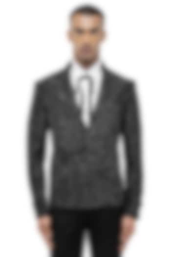 Black Silk Embroidered Jacket by SDS by KUSHAL SHAH at Pernia's Pop Up Shop