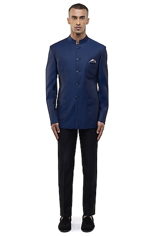 Blue Suiting Bandhgala Set by SDS by KUSHAL SHAH