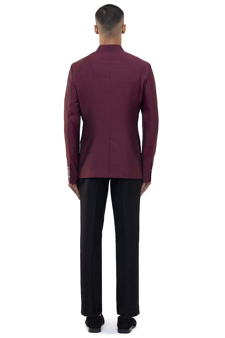 Maroon Suiting Groom Bandhgala Set by SDS by KUSHAL SHAH at Pernia's Pop Up Shop
