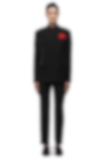 Black Suiting Groom Bandhgala Set by SDS by KUSHAL SHAH at Pernia's Pop Up Shop