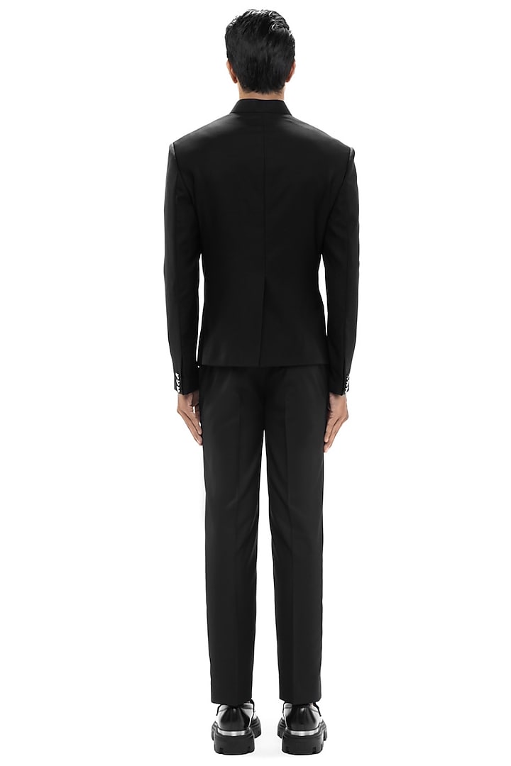 Black Suiting Groom Bandhgala Set by SDS by KUSHAL SHAH at Pernia's Pop Up Shop