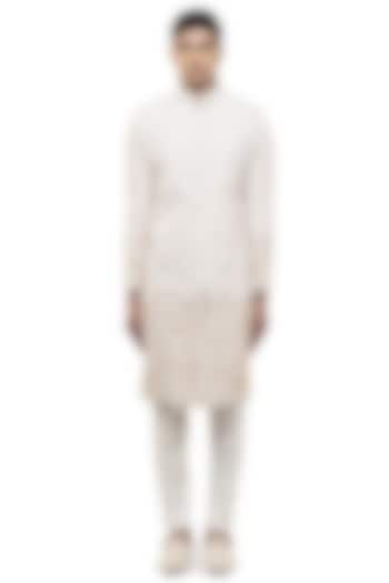 Beige Silk Hand Embroidered Groom Sherwani Set by SDS by KUSHAL SHAH at Pernia's Pop Up Shop