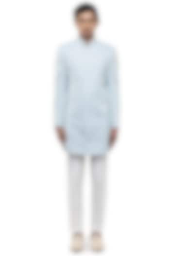 Ice Blue Silk Embroidered Groom Sherwani Set by SDS by KUSHAL SHAH at Pernia's Pop Up Shop