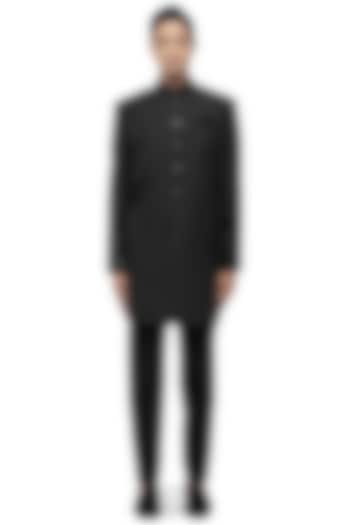 Dark Green Suiting Embroidered Groom Sherwani Set by SDS by KUSHAL SHAH at Pernia's Pop Up Shop