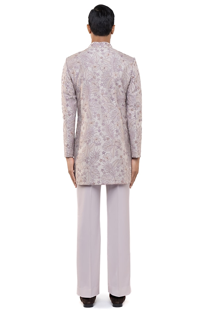Purple Silk Embroidered Groom Sherwani Set by SDS by KUSHAL SHAH at Pernia's Pop Up Shop