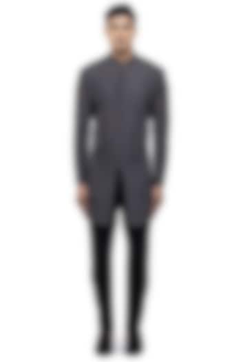 Grey Silk Embroidered Groom Sherwani Set by SDS by KUSHAL SHAH at Pernia's Pop Up Shop