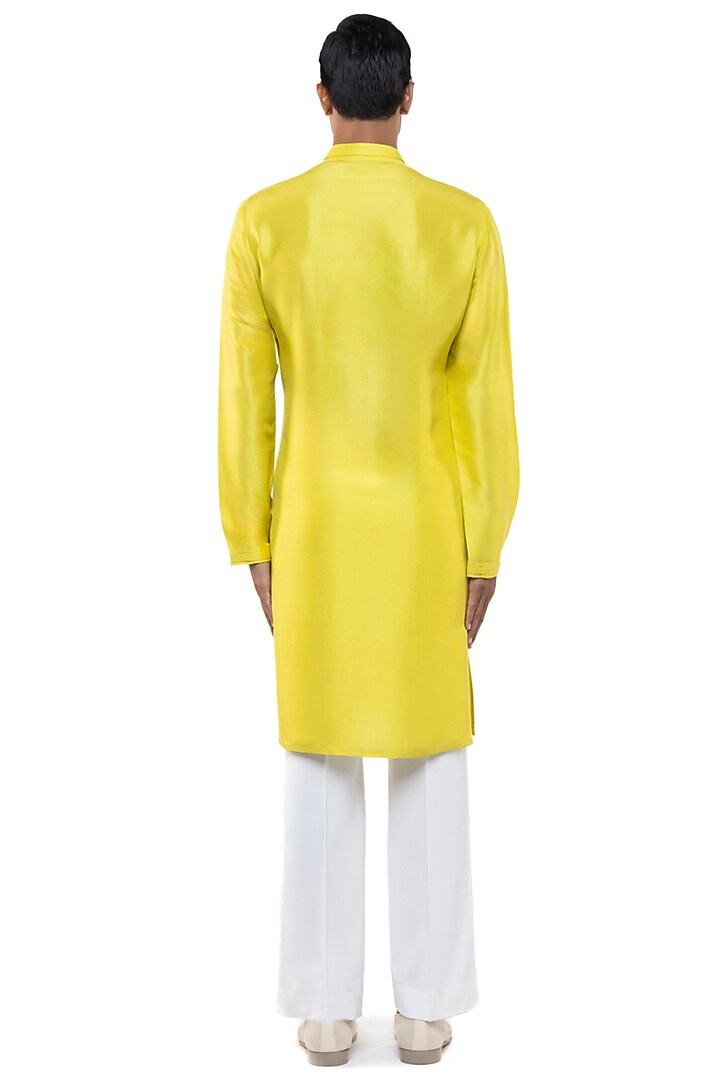 Yellow Silk Kurta Set by SDS by KUSHAL SHAH at Pernia's Pop Up Shop