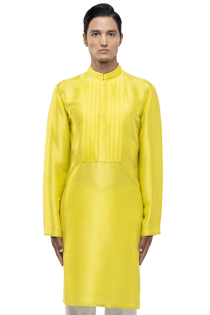 Yellow Silk Kurta Set by SDS by KUSHAL SHAH at Pernia's Pop Up Shop