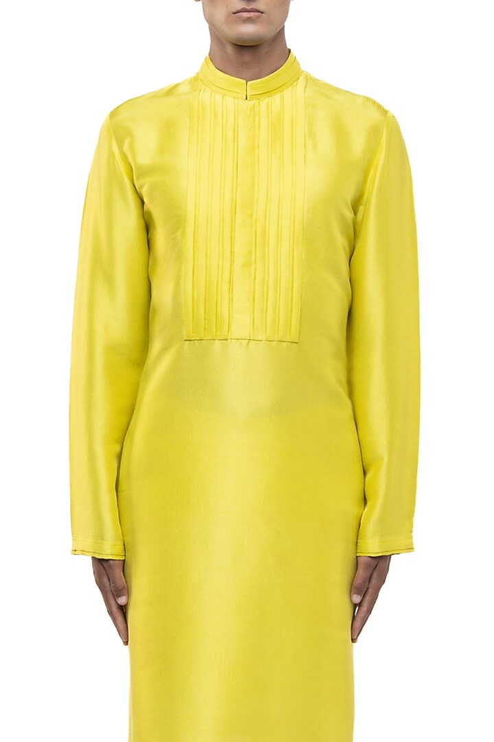 Yellow Silk Kurta Set by SDS by KUSHAL SHAH at Pernia's Pop Up Shop