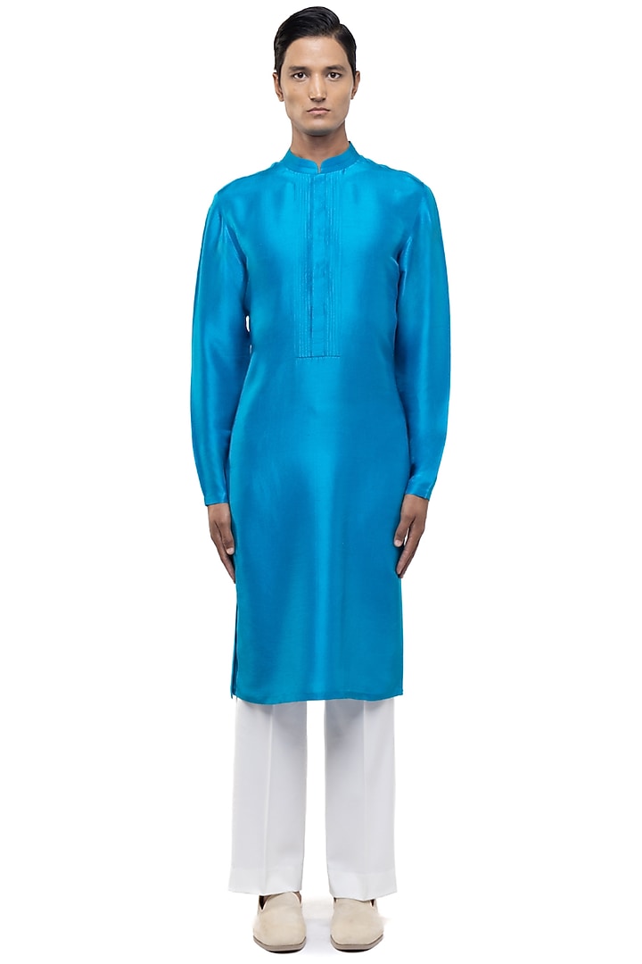Blue Silk Kurta Set by SDS by KUSHAL SHAH at Pernia's Pop Up Shop