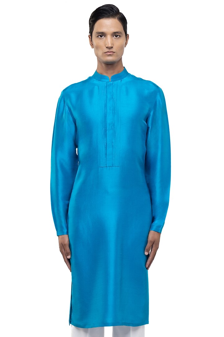 Blue Silk Kurta Set by SDS by KUSHAL SHAH at Pernia's Pop Up Shop