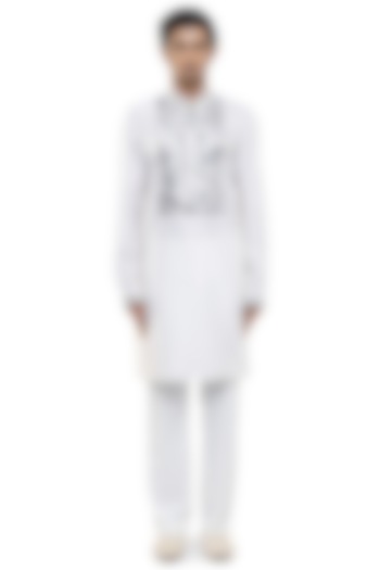 White Silk Embroidered Kurta Set by SDS by KUSHAL SHAH at Pernia's Pop Up Shop
