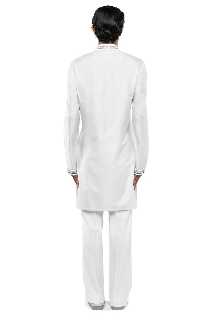 White Silk Embroidered Kurta Set by SDS by KUSHAL SHAH at Pernia's Pop Up Shop