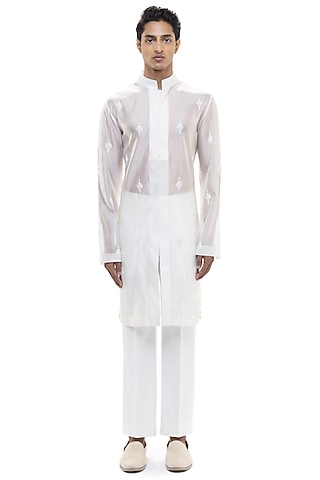 White Organza Kurta Set by SDS by KUSHAL SHAH