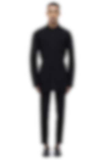 Black Silk Bundi Jacket Set by SDS by KUSHAL SHAH at Pernia's Pop Up Shop