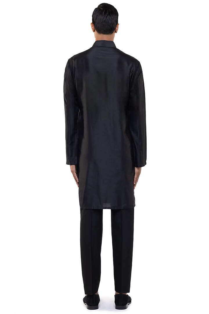 Black Silk Kurta Set by SDS by KUSHAL SHAH at Pernia's Pop Up Shop