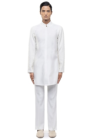 Ivory Silk Kurta Set by SDS by KUSHAL SHAH