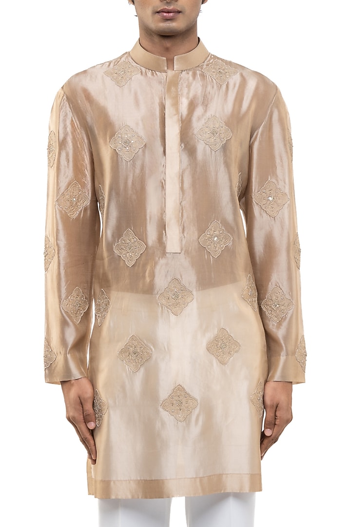 Beige Organza Kurta Set by SDS by KUSHAL SHAH at Pernia's Pop Up Shop