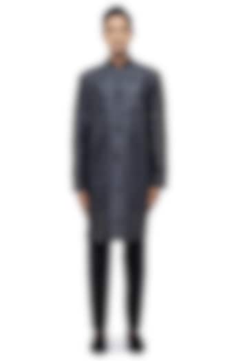 Grey Silk Embroidered Kurta Set by SDS by KUSHAL SHAH at Pernia's Pop Up Shop