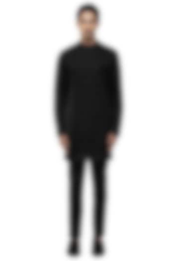 Black Organza Embroidered Kurta Set by SDS by KUSHAL SHAH at Pernia's Pop Up Shop