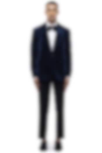 Navy Blue Velvet Tuxedo Set by SDS by KUSHAL SHAH at Pernia's Pop Up Shop