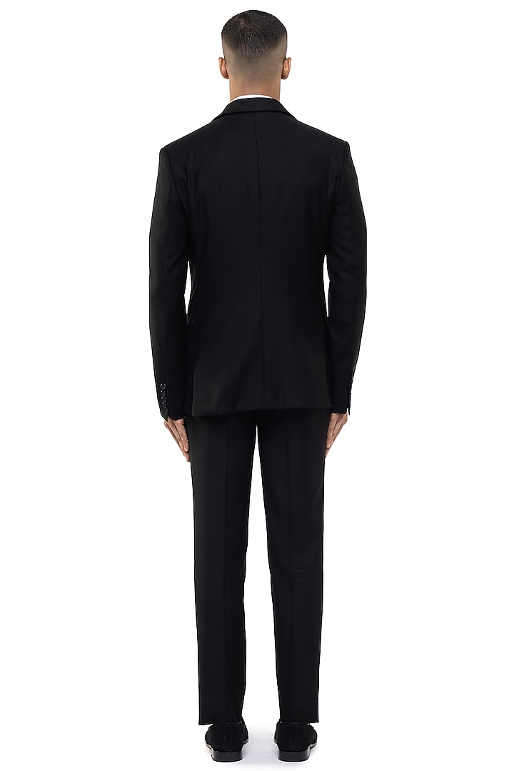 Black Worsted Wool Tuxedo Set by SDS by KUSHAL SHAH at Pernia's Pop Up Shop