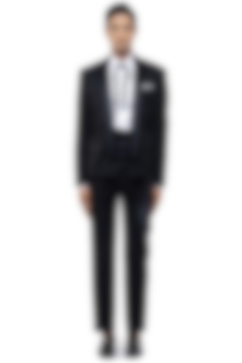 Black Worsted Wool Tuxedo Set by SDS by KUSHAL SHAH at Pernia's Pop Up Shop