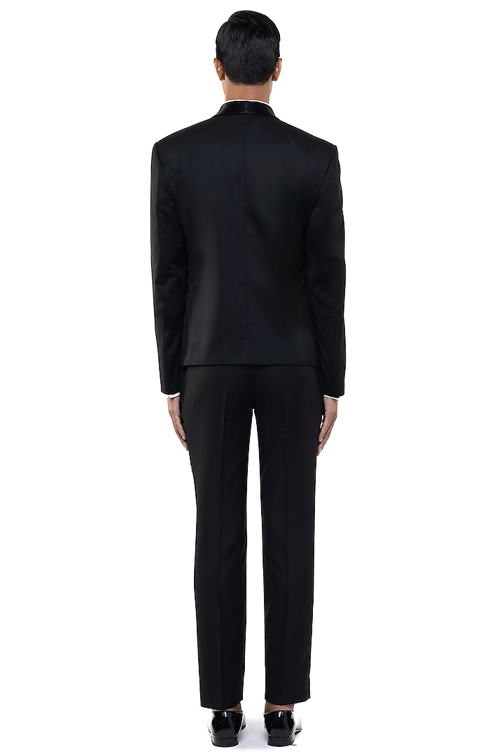 Black Worsted Wool Tuxedo Set by SDS by KUSHAL SHAH at Pernia's Pop Up Shop