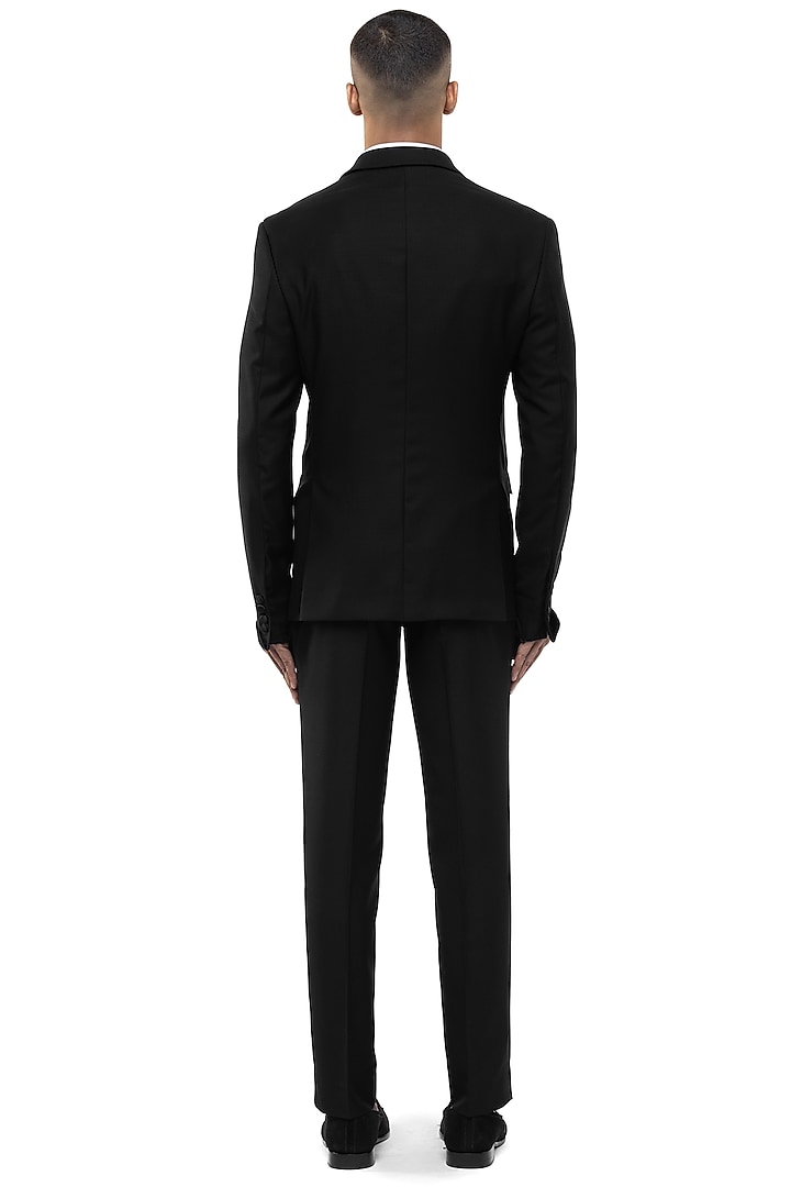 Black Satin Tuxedo Set by SDS by KUSHAL SHAH at Pernia's Pop Up Shop