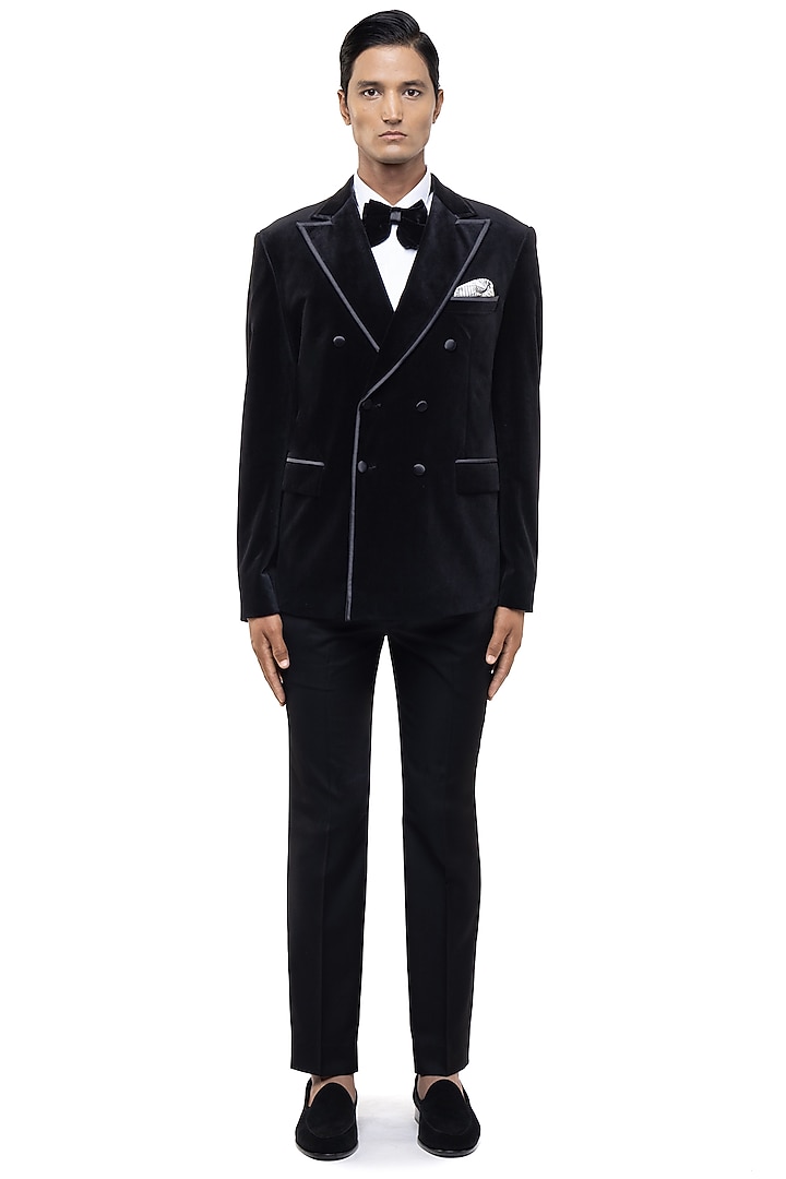 Black Velvet Tuxedo Set by SDS by KUSHAL SHAH at Pernia's Pop Up Shop