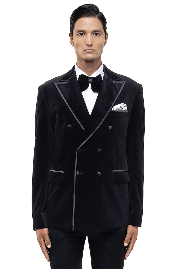Black Velvet Tuxedo Set by SDS by KUSHAL SHAH at Pernia's Pop Up Shop