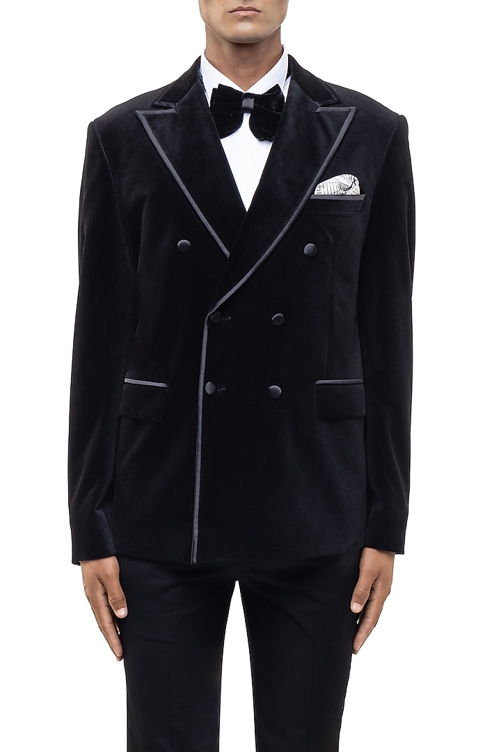 Black Velvet Tuxedo Set by SDS by KUSHAL SHAH at Pernia's Pop Up Shop