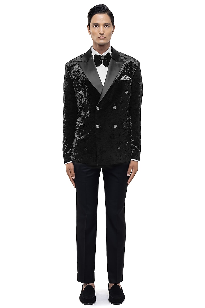 Black Velvet Tuxedo Set by SDS by KUSHAL SHAH at Pernia's Pop Up Shop