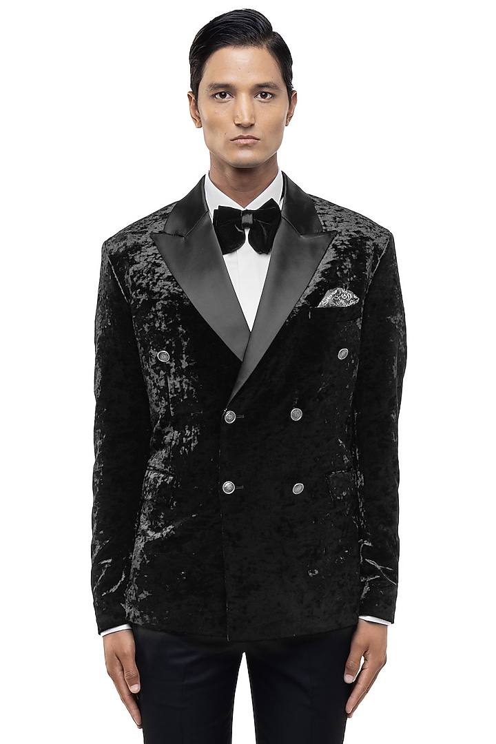 Black Velvet Tuxedo Set by SDS by KUSHAL SHAH at Pernia's Pop Up Shop