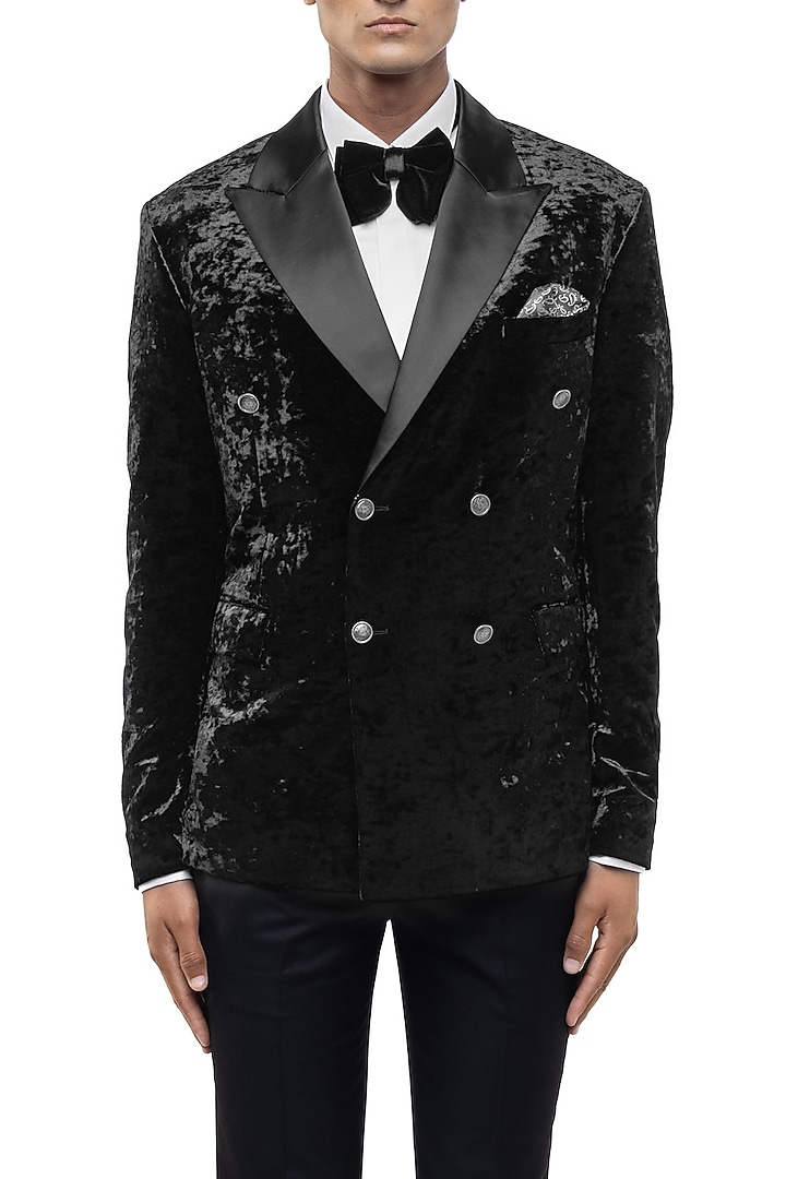 Black Velvet Tuxedo Set by SDS by KUSHAL SHAH at Pernia's Pop Up Shop