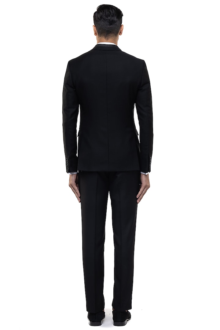 Black Worsted Wool Tuxedo Set by SDS by KUSHAL SHAH at Pernia's Pop Up Shop